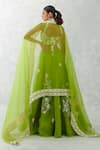 Shop_Devnaagri_Green Silk Organza Embroidery Thread V Neck Floral Pattern Lehenga Set _at_Aza_Fashions