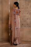 Shop_Omana By Ranjana Bothra_Pink Organza, Crepe Embroidery Round Neck Kaashni Placement Kurta Set _at_Aza_Fashions