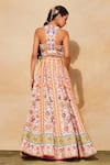 Shop_DiyaRajvvir_Pink Tulle Printed Floral Round Lehenga And Blouse Set _at_Aza_Fashions