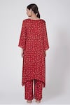 Shop_Ruchira Nangalia_Red Modal Blend Printed Bandhani Round Kurta And Pant Set  _at_Aza_Fashions