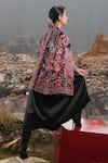 Shop_Neiza by Neeti Seth_Black Cashmere Wool Printed And Hand Embroidered Floral & Cape  _at_Aza_Fashions