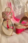 Shop_House of Vian_Pink Embroidered Nazm Wedges _at_Aza_Fashions