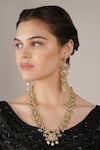 ChhavI'S Jewels_White Diamonds, Pearls, Stones And Kundan Embellished Long Necklace Set _Online_at_Aza_Fashions