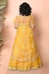 Shop_Priyanka Jain_Yellow Lehenga And Blouse Chanderi Embroidered Dori Floral Sheer Cape Set _at_Aza_Fashions