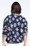Shop_S & N By Shantnu Nikhil_Blue Viscose, Polyester, Faux Leather Sncc Logo Embellished Sweatshirt _at_Aza_Fashions