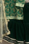 Shop_The Plum Bum_Green Kurta  Brocade Printed Floral And Sharara Set _at_Aza_Fashions