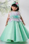 Shop_Lil Angels_Green Embellished Feather Structured Gown _at_Aza_Fashions