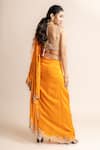 Shop_Nupur Kanoi_Orange H Silk Hand Embroidery Pre-draped Bengali Saree With Blouse  _at_Aza_Fashions