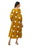 Shop_Khat_Yellow Round Neck Polka Dot Dress Pant Co-ord Set _at_Aza_Fashions