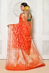 Shop_Nazaakat by Samara Singh_Orange Banarasi Cotton Silk Woven Floral Jaal Minedar Saree_at_Aza_Fashions