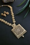 Buy_SWABHIMANN_Gold Plated Pearl Temple Necklace Set _Online_at_Aza_Fashions