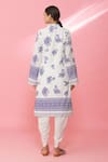 Shop_Naintara Bajaj_White Cotton Printed Floral Mandarin Collar Kurta And Dhoti Pant Set _at_Aza_Fashions