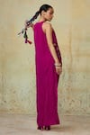 Shop_Style Junkiie_Magenta Silk Embellished Crystals Round Asymmetric Hem Tunic  _at_Aza_Fashions