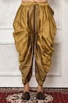 Shop_Arihant Rai Sinha_Brown Dupion Silk Swirl Panelled Pattern Cowl Pant _at_Aza_Fashions