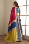 Shop_Studio Iris India_Blue Banarasi Silk Floral Pattern V Neck Isabella Lehenga Set _at_Aza_Fashions