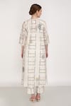 Shop_Arcvsh By Pallavi Singh_Ivory Chanderi Round Neck Geometric And Floral Bloom Print Kurta With Pant _at_Aza_Fashions