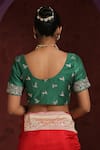 Shop_Weaver Story_Green Pure Silk Embroidery Zardozi Round Blouse _at_Aza_Fashions