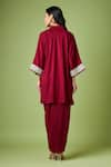 Shop_Aakaar_Maroon Cotton Silk Embellished Sequin V Neck Tunic And Draped Skirt Set _at_Aza_Fashions