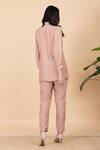 Shop_Chambray & CO._Beige All Weather Pure Silk Embroidery Appliques Raine Work Shirt And Pant Set _at_Aza_Fashions