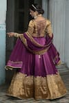 Shop_Sheela Suthar_Purple Embroidered Zardozi And Dori Work Boat Neck Placement Lehenga Set _at_Aza_Fashions