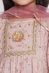 Little Bansi_Pink Embroidered Frock Kurta Sharara Set For Girls_at_Aza_Fashions