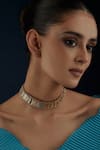 Shop_House Of Tuhina_Gold Plated Embellished Mirror Qabeela Choker _at_Aza_Fashions