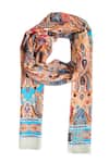 Shop_Shingora_Orange Printed Lotus Stole _at_Aza_Fashions