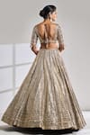 Shop_Seema Gujral_Wine Lehenga And Blouse Raw Silk Embroidered Chevron Bridal Set  _at_Aza_Fashions