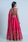 Shop_Nautanky_Pink Blouse And Lehenga Raw Silk Dupatta Organza Embroidery Floral Bridal Set _at_Aza_Fashions