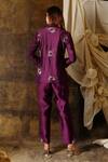 Shop_Eclat By Prerika Jalan_Wine Silk Chanderi Embroidered Pearls Cape  Spread Hand Jacket And Pant Set _at_Aza_Fashions