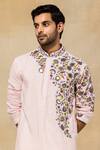 Shop_Diyarajvvir_Pink Cotton Embroidery Floral Jaal Kurta Set _at_Aza_Fashions