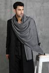 Shop_DUSALA_Grey Woven Cashmere Fine Wool Shawl _at_Aza_Fashions