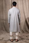 Shop_Shreyansh Designs_Grey Cotton Linen Blend Solid Asymmetric Colorblock Kurta _at_Aza_Fashions