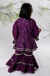 Shop_Lil Angels_Purple Chikankari Embellished Floral Sequin Kurta And Gharara Set _at_Aza_Fashions