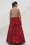 Shop_Vikram Phadnis_Wine Silk Printed Jaal Square Neck Jacket Lehenga Set _at_Aza_Fashions