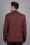 Shop_Soniya G_Wine Wool, Tweed Checkered Pattern Blazer_at_Aza_Fashions