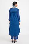 Shop_Jayati Goenka_Blue Natural Dyed Plain Mandarin Collar Kurta Set With Hand Block Print Stole _at_Aza_Fashions