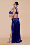 Shop Shivani Awasty Blue Lace Cut Work V-neck Rachel Waist Cutout Gown at Aza Fashions Shop_Shivani Awasty_Blue Lace Cut Work V-neck Rachel Waist Cutout Gown _at_Aza_Fashions