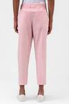 Shop Genes Lecoanet Hemant Pink Cotton Twill Plain Pleated Pastel Trouser at Aza Fashions Shop_Genes Lecoanet Hemant_Pink Cotton Twill Plain Pleated Pastel Trouser _at_Aza_Fashions
