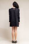 Shop_Doodlage_Black Upcycled Cotton Slub Carrie Frill Detailed Dress_at_Aza_Fashions