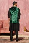 Shop_Weaver Story_Green Velvet Plain Dabka Embellished Collar Nehru Jacket _at_Aza_Fashions