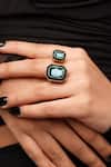 Shop Isharya Green Crystal B-dazzle Dual Embellished Ring at Aza Fashions Shop_Isharya_Green Crystal B-dazzle Dual Embellished Ring _at_Aza_Fashions