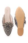 Shop_5Elements_Grey Thread Work 3d Ghungroo Embellished Mules _at_Aza_Fashions