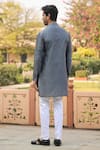 Shop_Raw & Rustic By Niti Bothra_Grey Chanderi, Silk Embroidery Ombre Banarasi Kurta _at_Aza_Fashions