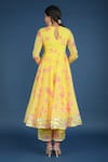 Shop_Pomcha Jaipur_Yellow Organza, Cotton Tassels Round Neck Flora Print Anarkali Pant Set _at_Aza_Fashions