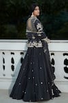 Shop_MATSYA_Grey Georgette Organza Royal Matsya Short Jacket And Lehenga Set  _at_Aza_Fashions