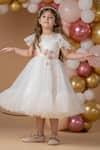 Shop_Darleen Kids Couture_White Satin Embroidery Pearls And Sequin Flora Gown _at_Aza_Fashions