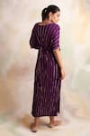 Shop_Palak & Mehak_Purple Rayon Crepe Emboridery Stripe V Neck Embroidered Kaftan _at_Aza_Fashions