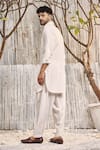 Shop_Charkhee_Off White Kurta  Dobby Cotton Solid Pathani And Salwar Set _at_Aza_Fashions