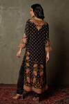 Shop_RI.Ritu Kumar_Black Kurta - Rayon Crepe Printed Waterfall Floral Pattern Pant Set _at_Aza_Fashions